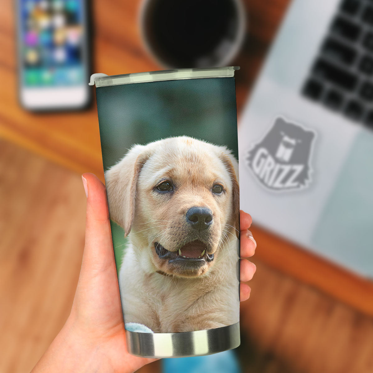 Puppy And Labrador Retriever Print Tumbler-grizzshop