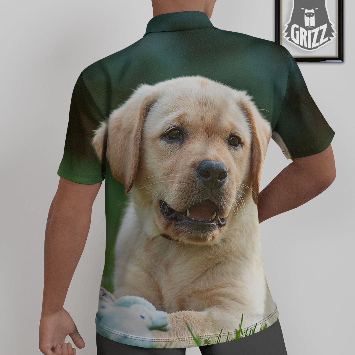 Puppy And Labrador Retriever Print Untucked Shirts-grizzshop