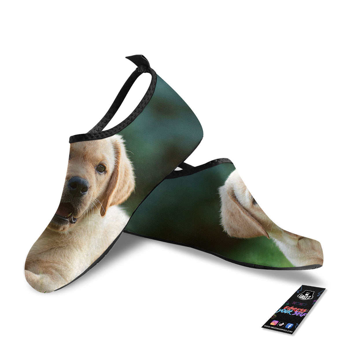Puppy And Labrador Retriever Print Water Shoes-grizzshop