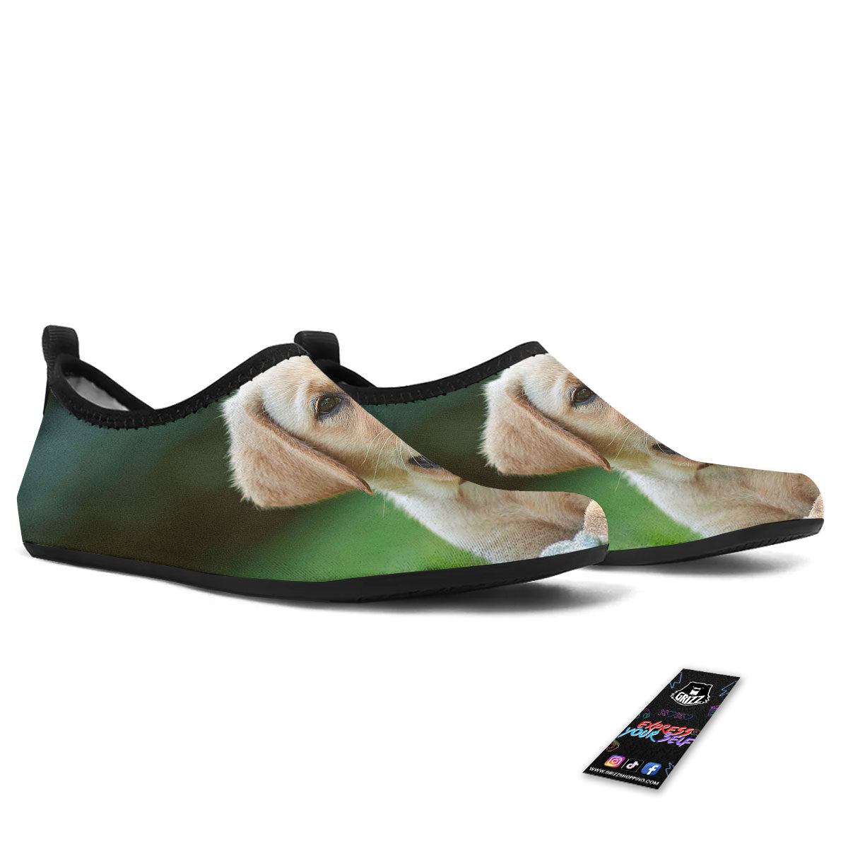 Puppy And Labrador Retriever Print Water Shoes-grizzshop