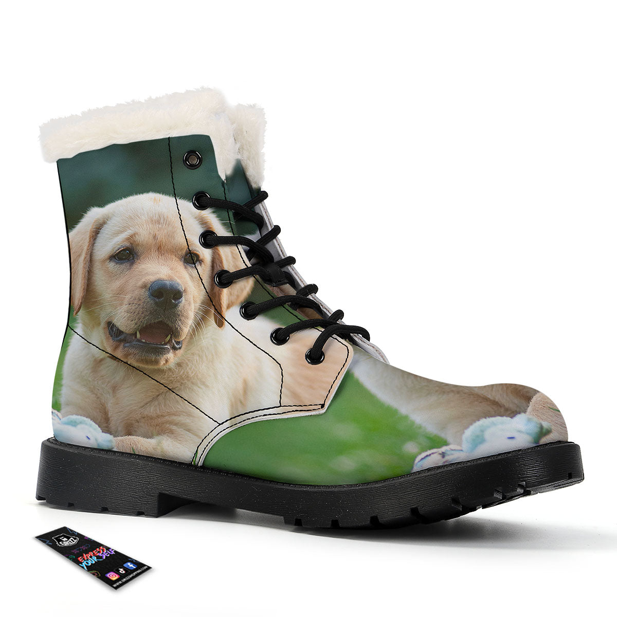 Puppy And Labrador Retriever Print Winter Boots-grizzshop