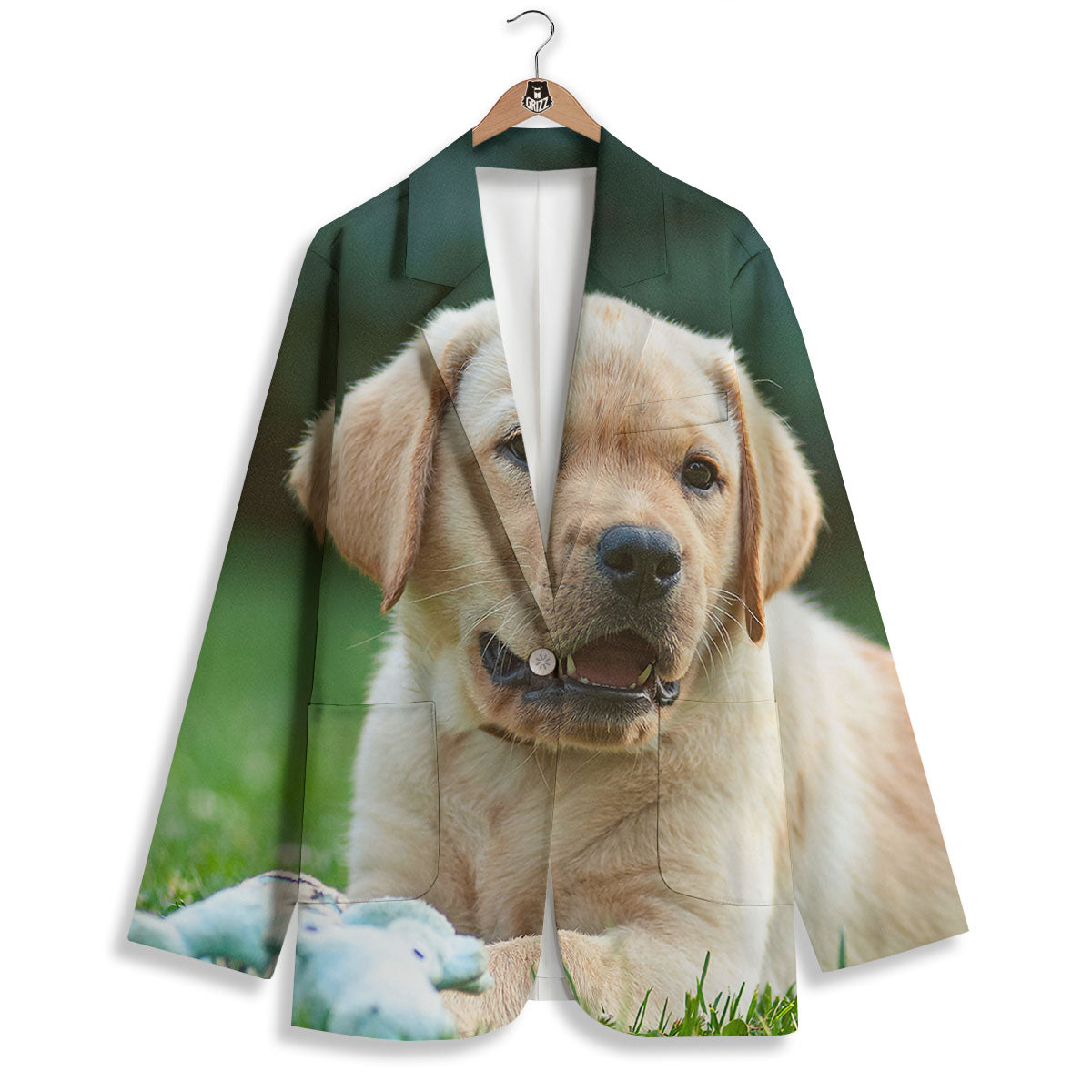 Puppy And Labrador Retriever Print Women's Blazer-grizzshop