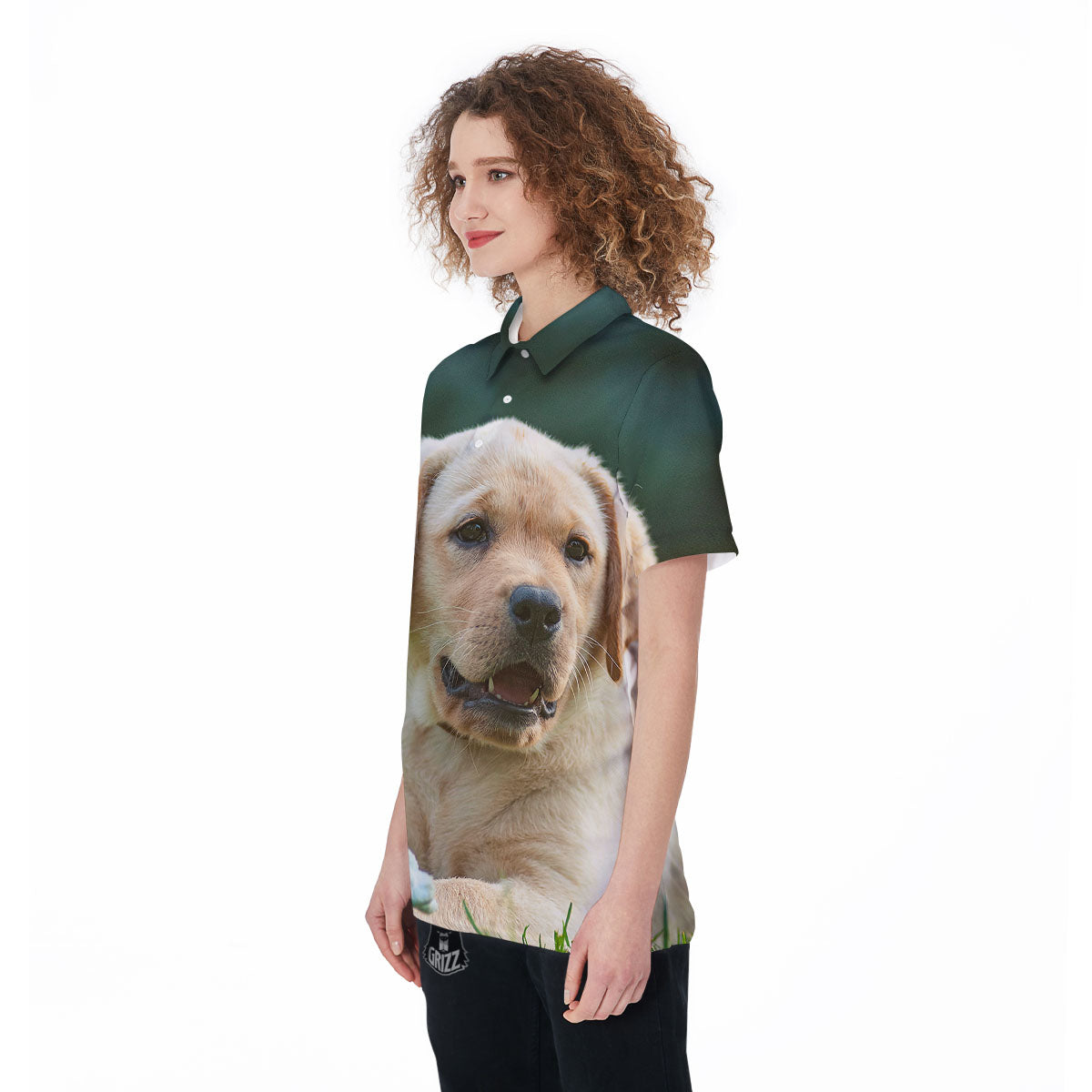 Puppy And Labrador Retriever Print Women's Golf Shirts-grizzshop
