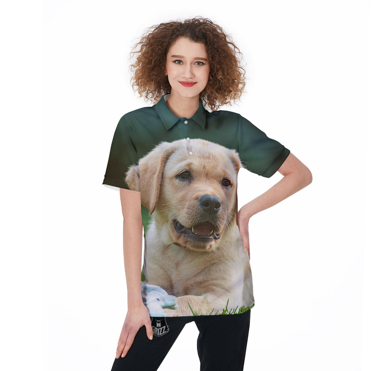 Puppy And Labrador Retriever Print Women's Golf Shirts-grizzshop