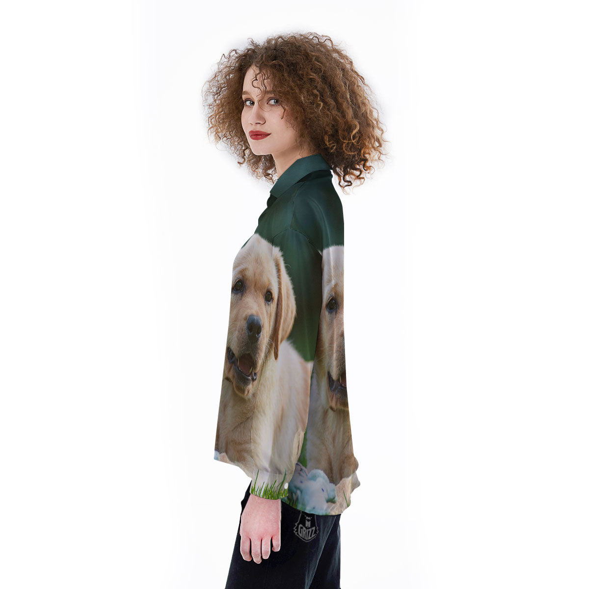 Puppy And Labrador Retriever Print Women's Long Sleeve Shirts-grizzshop