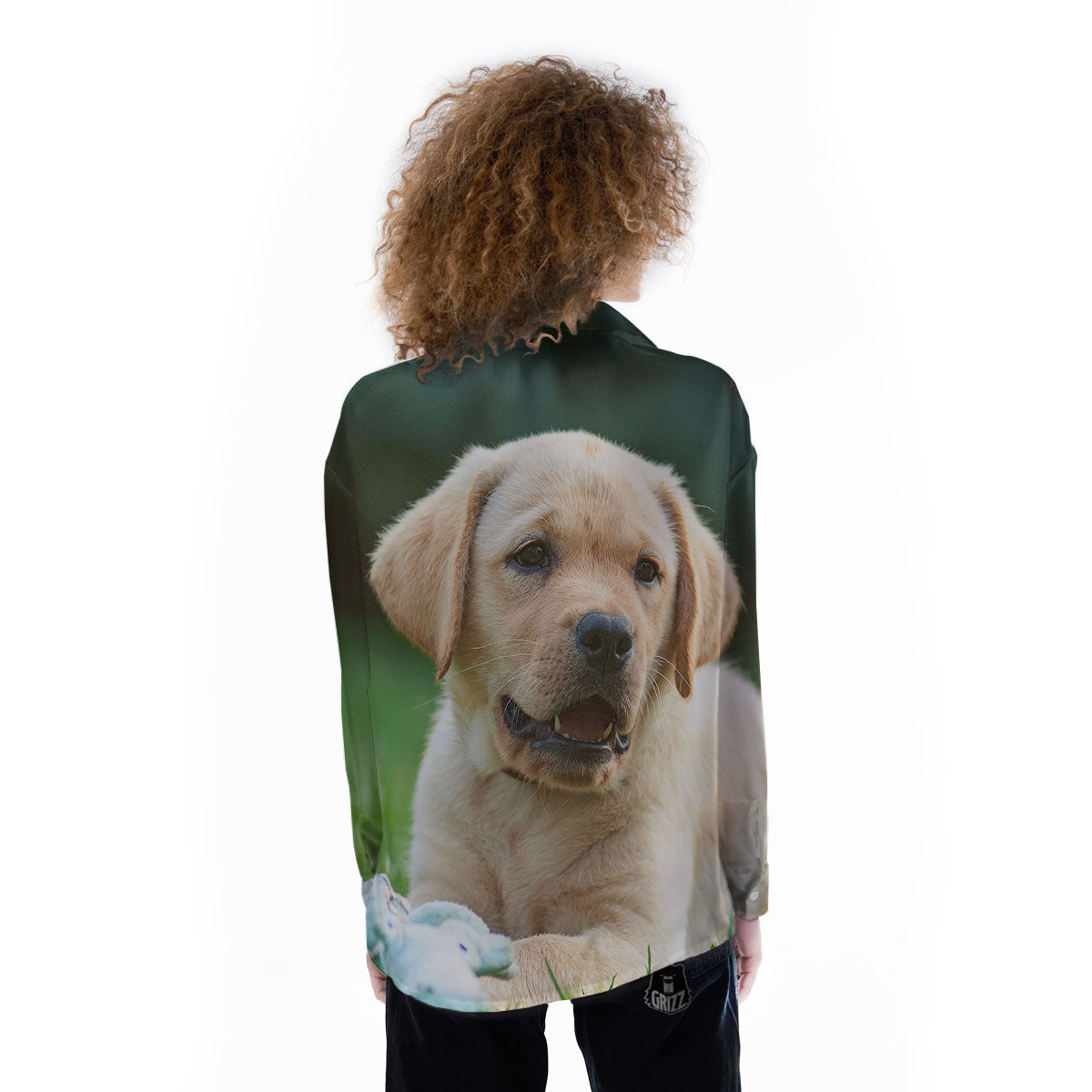 Puppy And Labrador Retriever Print Women's Long Sleeve Shirts-grizzshop