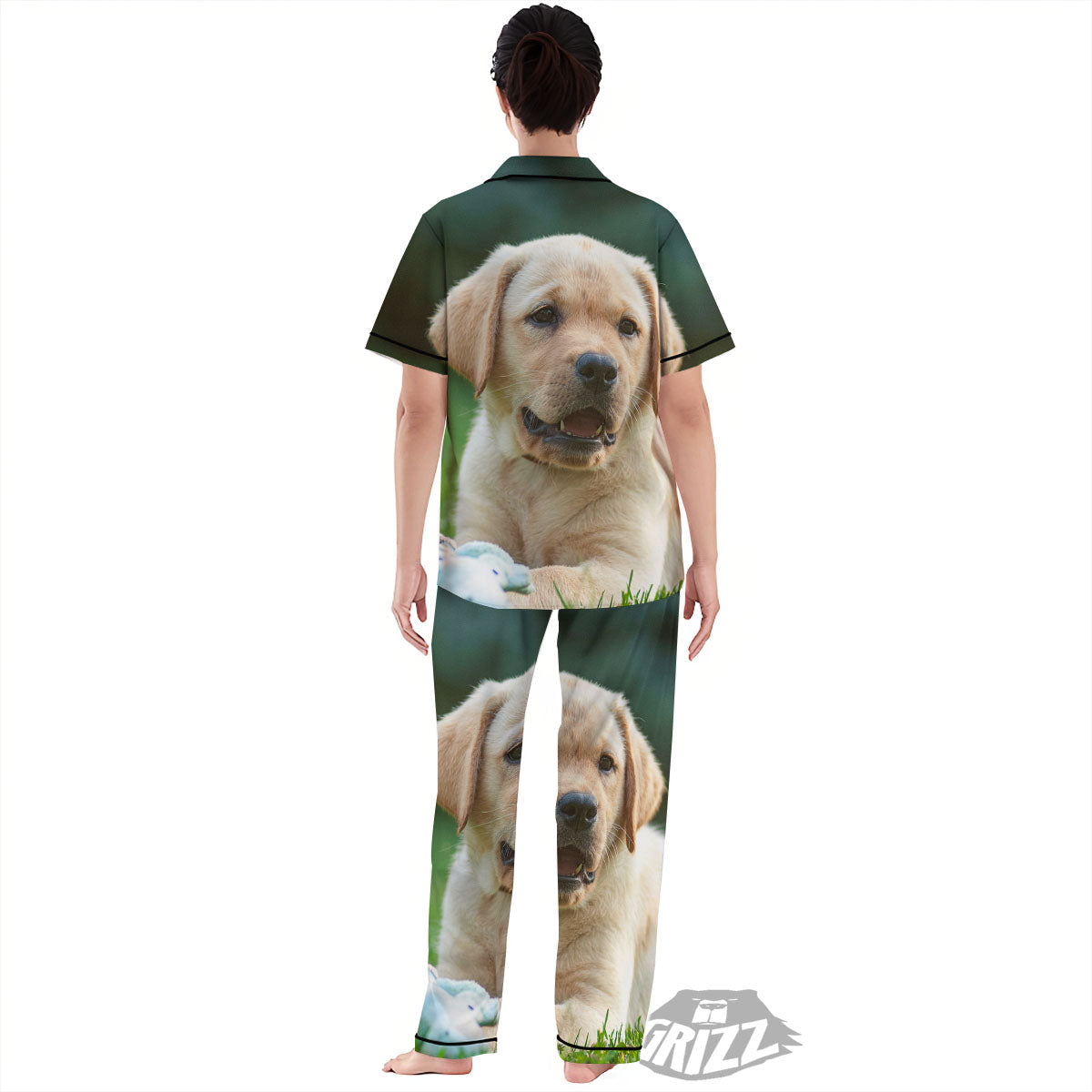 Puppy And Labrador Retriever Print Women's Pajamas Set-grizzshop