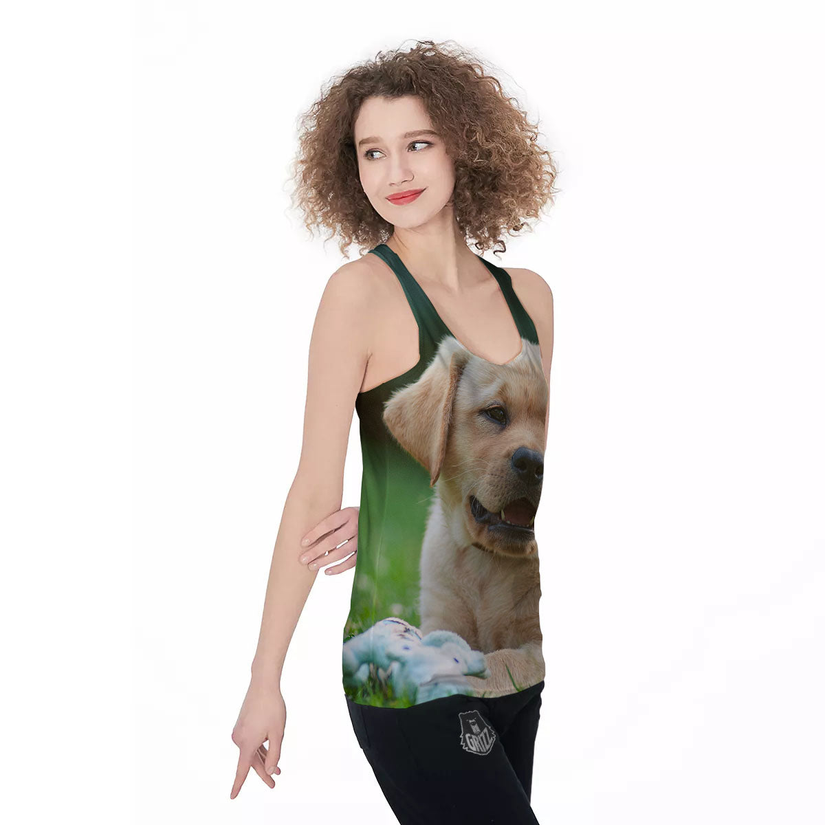Puppy And Labrador Retriever Print Women's Racerback Tank Top-grizzshop