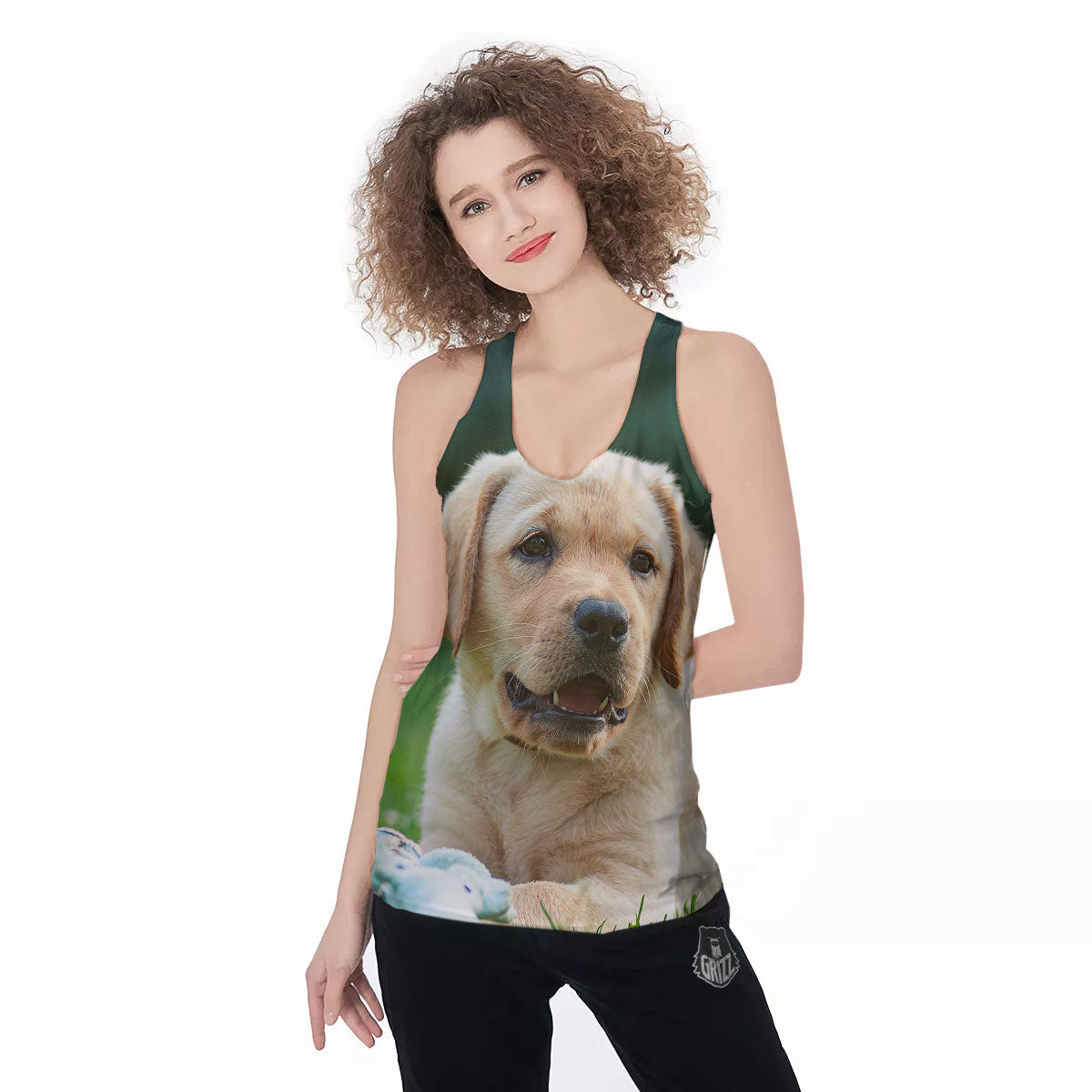Puppy And Labrador Retriever Print Women's Racerback Tank Top-grizzshop