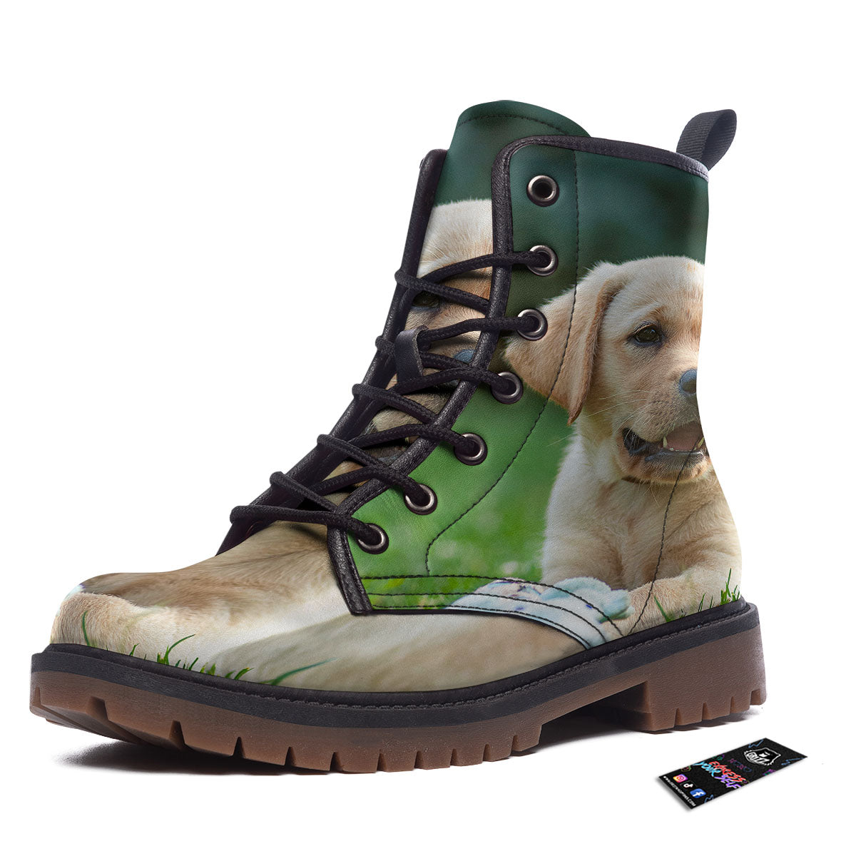 Puppy And Labrador Retriever Print Work Boots-grizzshop