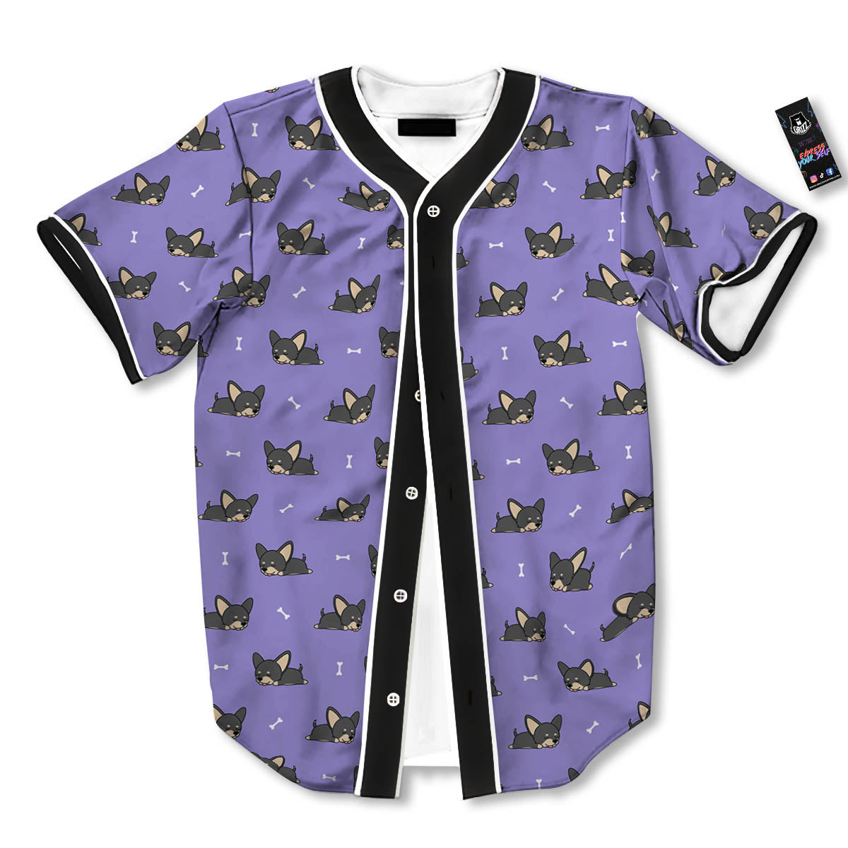 Puppy Chihuahua Print Pattern Baseball Jersey-grizzshop