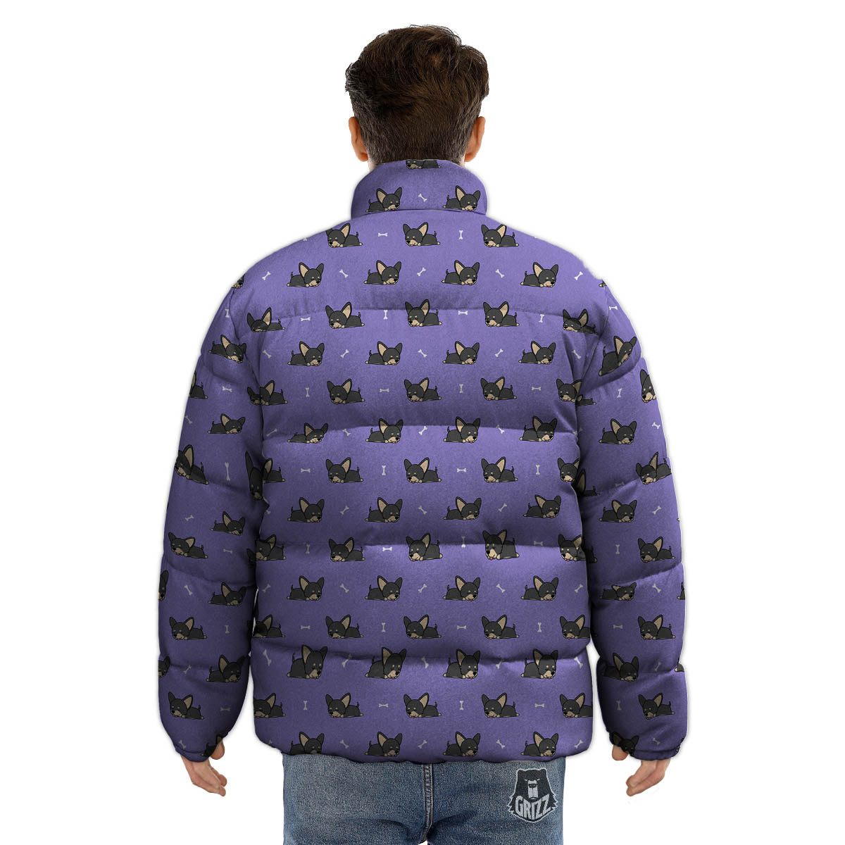 Puppy Chihuahua Print Pattern Puffer Jacket-grizzshop