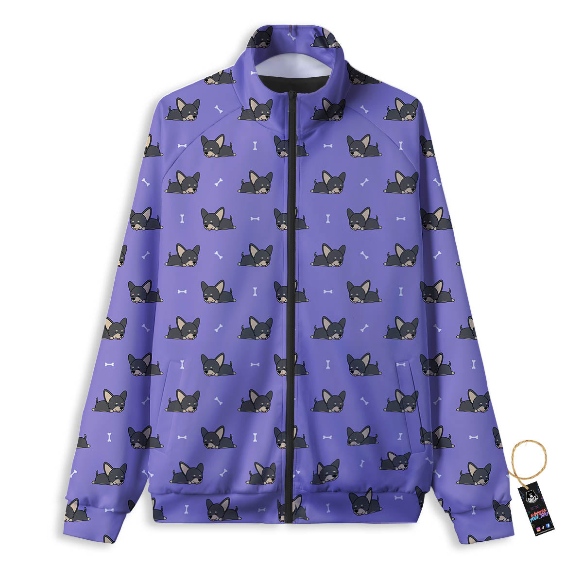Puppy Chihuahua Print Pattern Track Jacket-grizzshop
