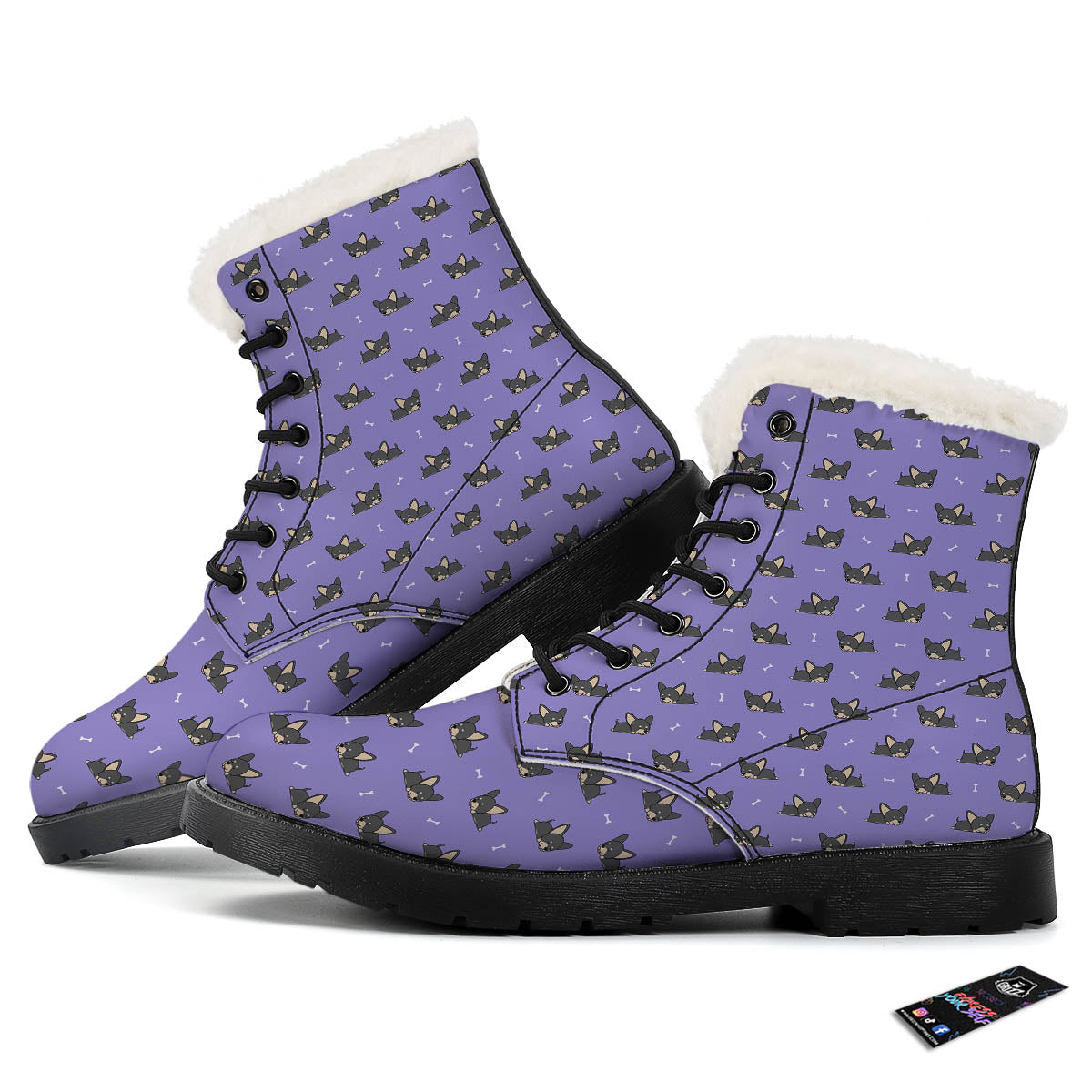 Puppy Chihuahua Print Pattern Winter Boots-grizzshop