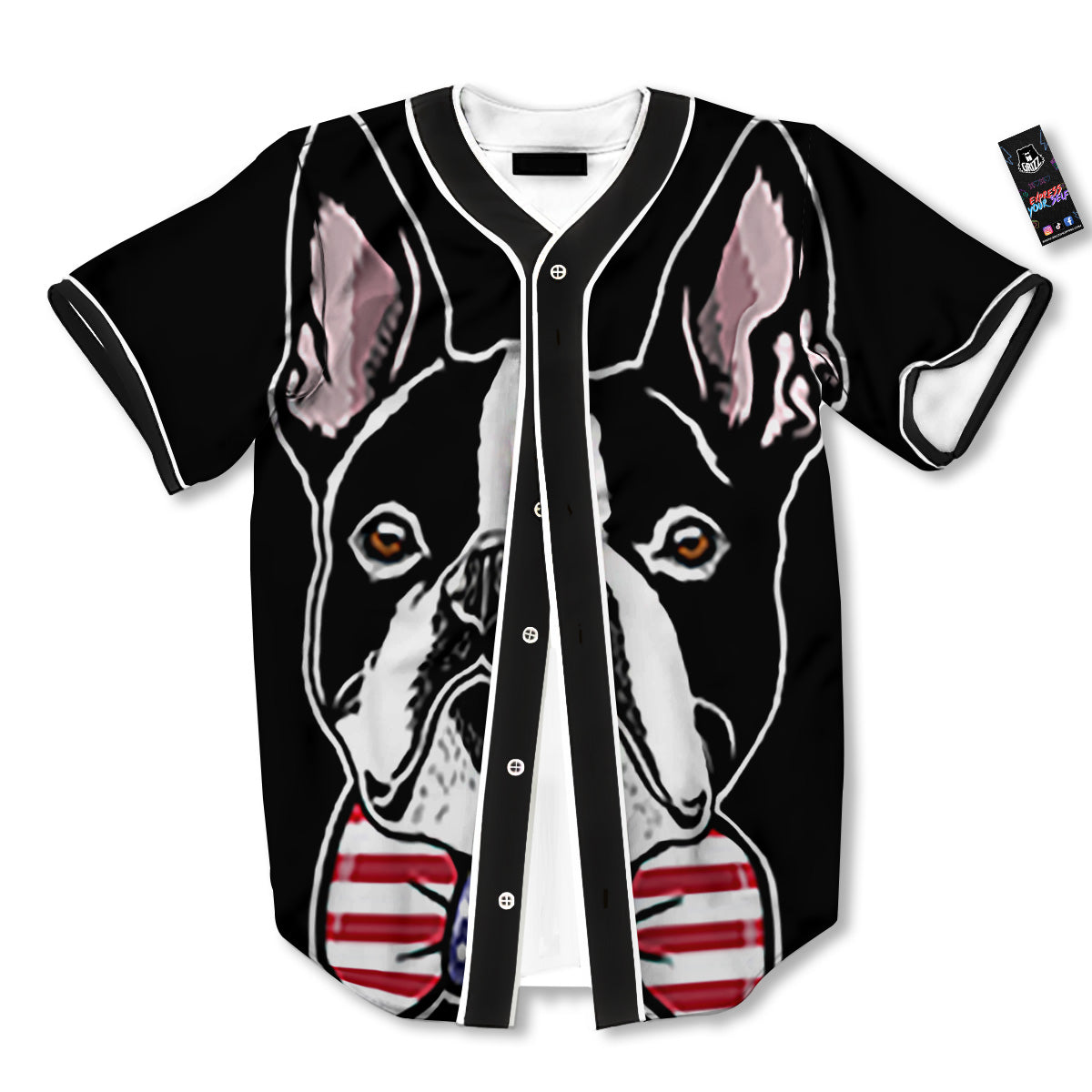 Puppy Faces Boston Terrier Print Baseball Jersey-grizzshop