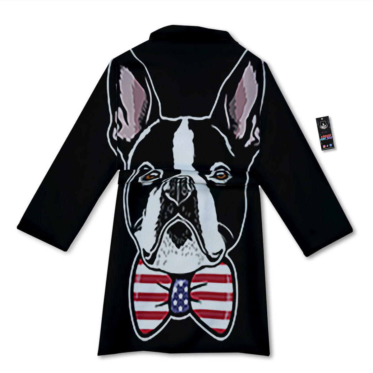 Puppy Faces Boston Terrier Print Bathrobe-grizzshop