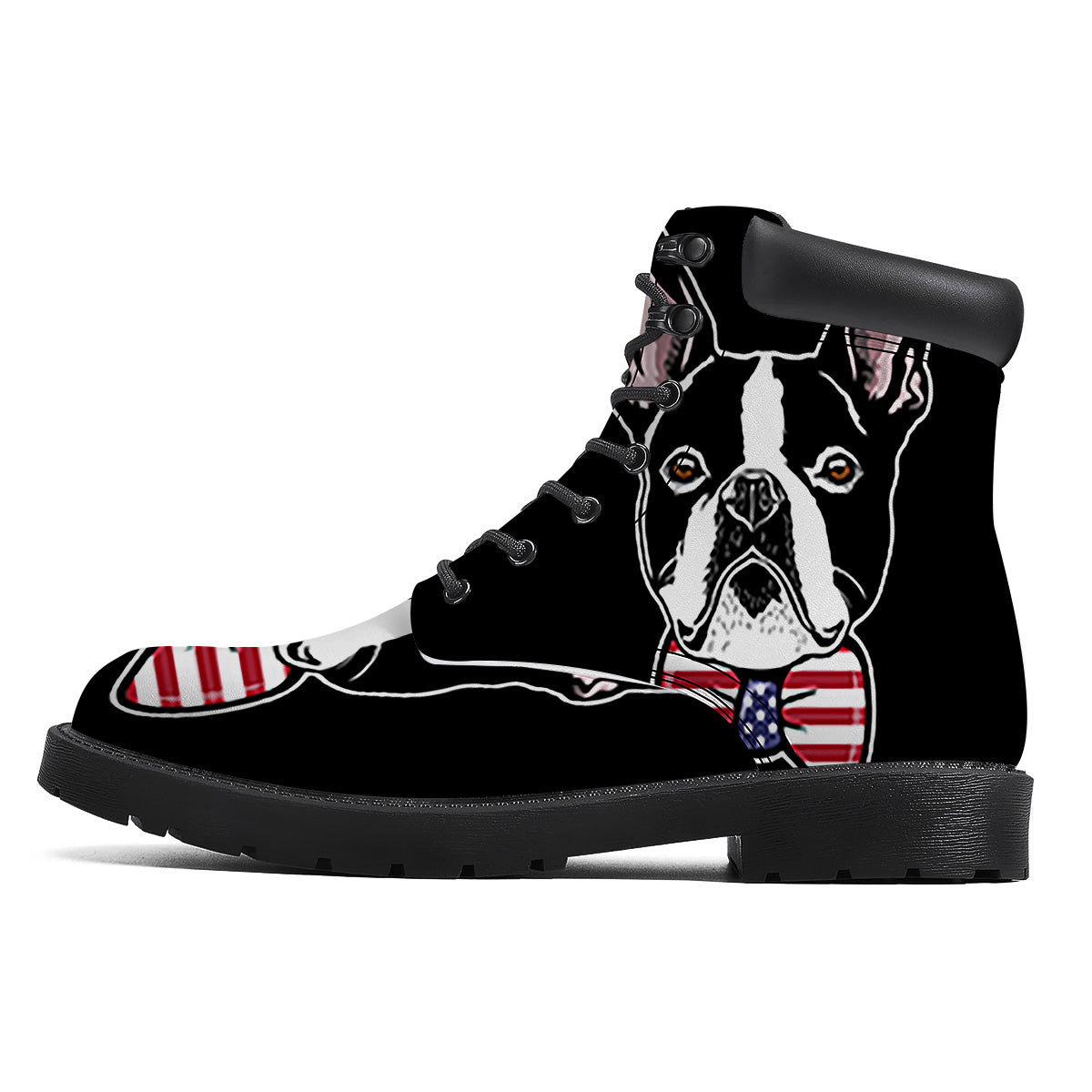 Puppy Faces Boston Terrier Print Boots-grizzshop