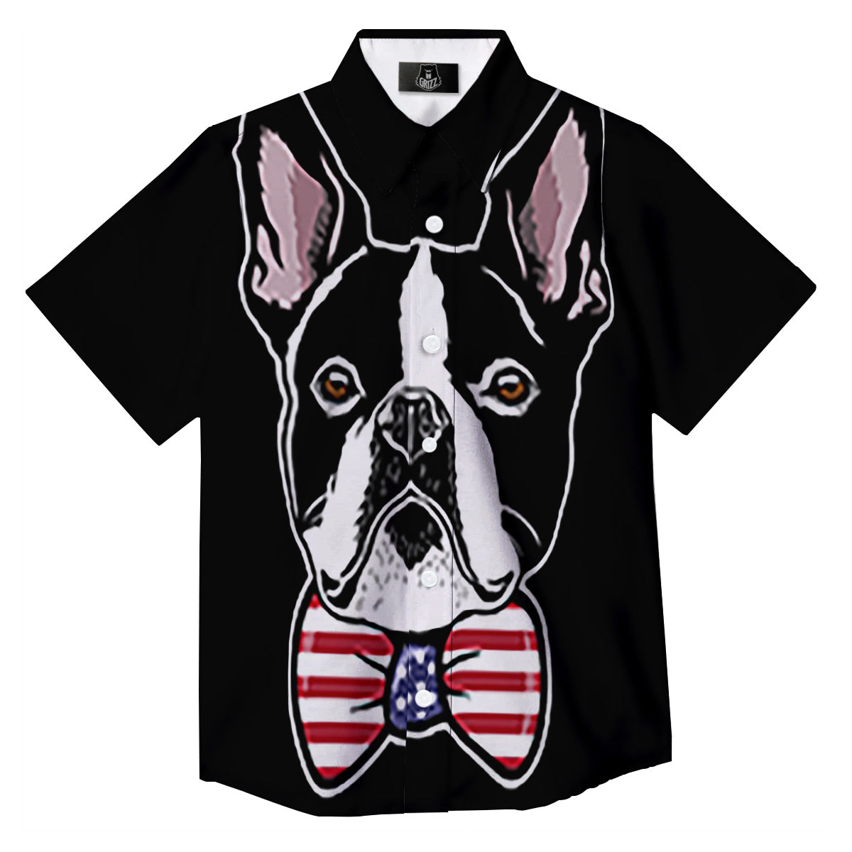 Puppy Faces Boston Terrier Print Button Up Shirt-grizzshop