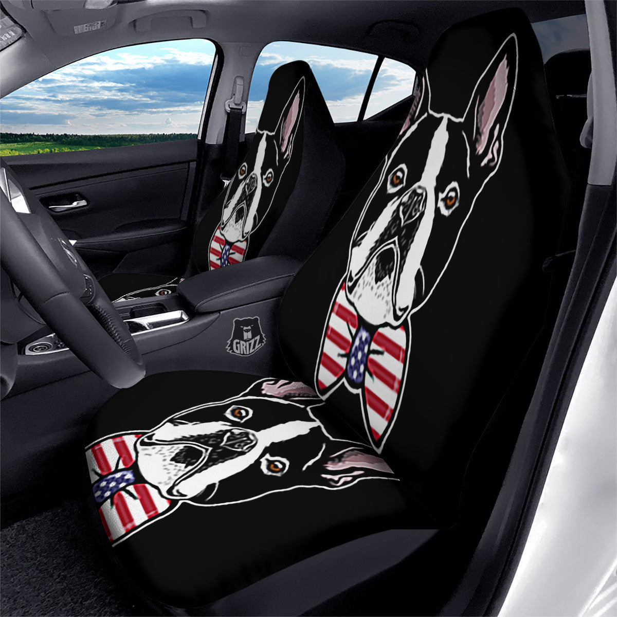 Puppy Faces Boston Terrier Print Car Seat Covers-grizzshop