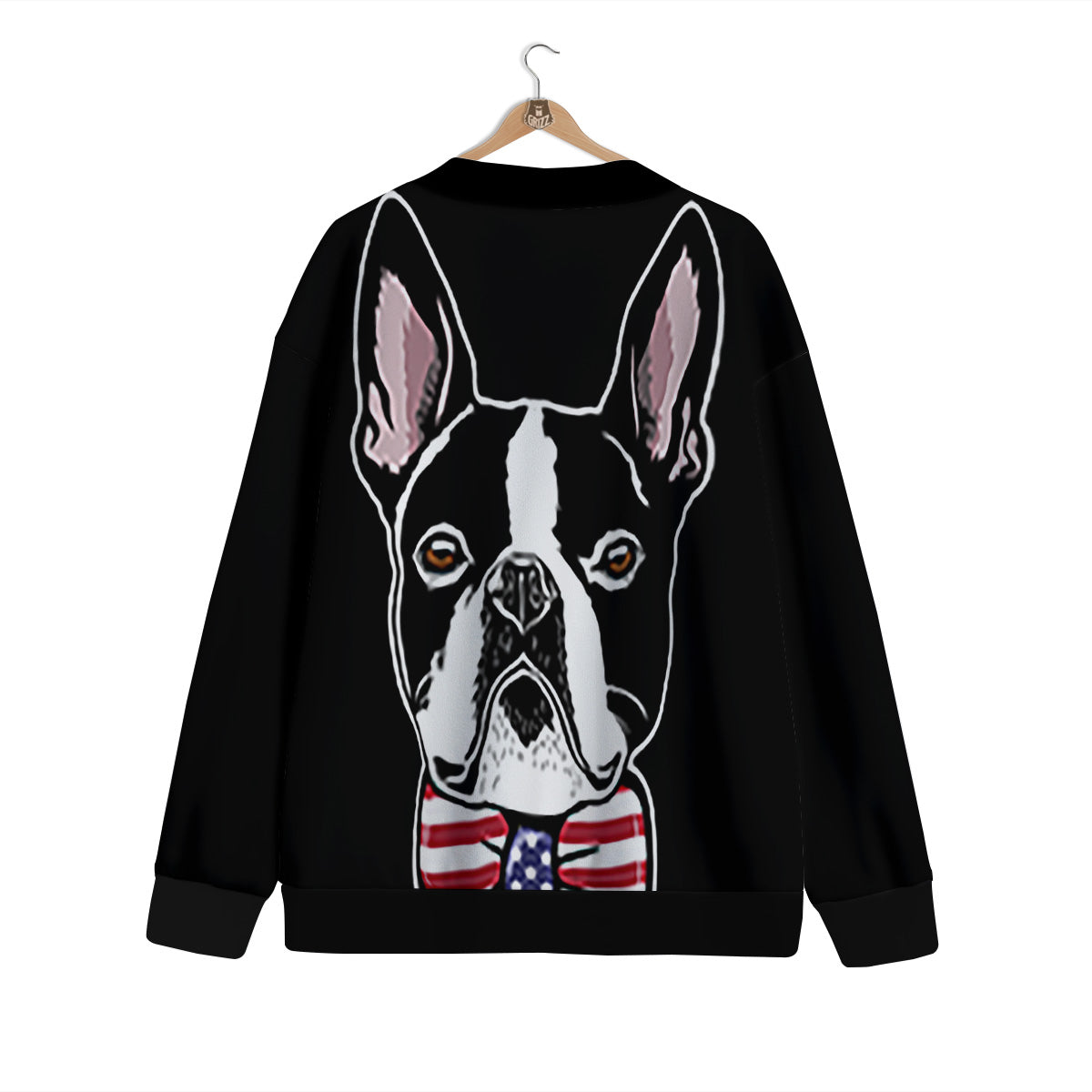 Puppy Faces Boston Terrier Print Cardigan-grizzshop