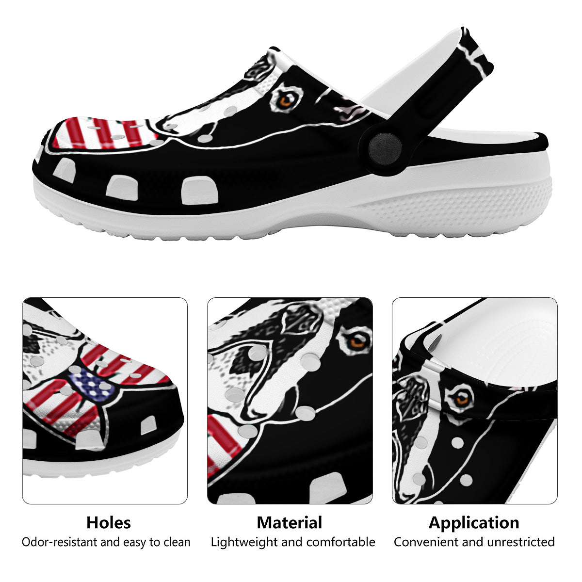 Puppy Faces Boston Terrier Print Clog-grizzshop