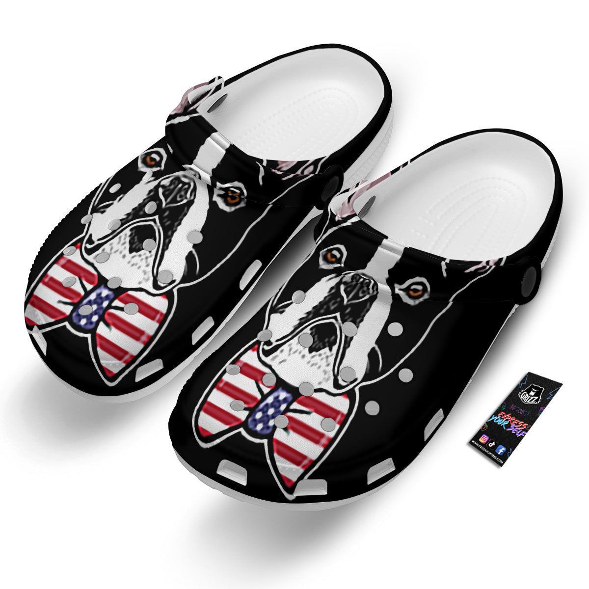 Puppy Faces Boston Terrier Print Clog-grizzshop