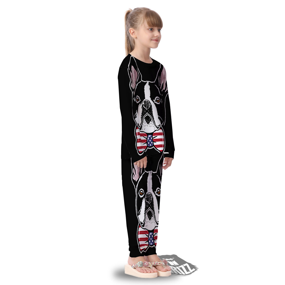 Puppy Faces Boston Terrier Print Kid's Pajamas-grizzshop