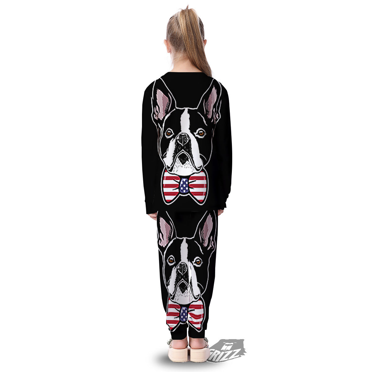 Puppy Faces Boston Terrier Print Kid's Pajamas-grizzshop