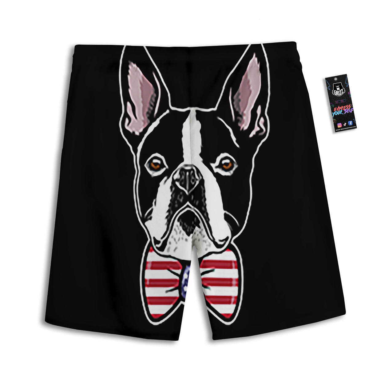 Puppy Faces Boston Terrier Print Men's Athletic Shorts