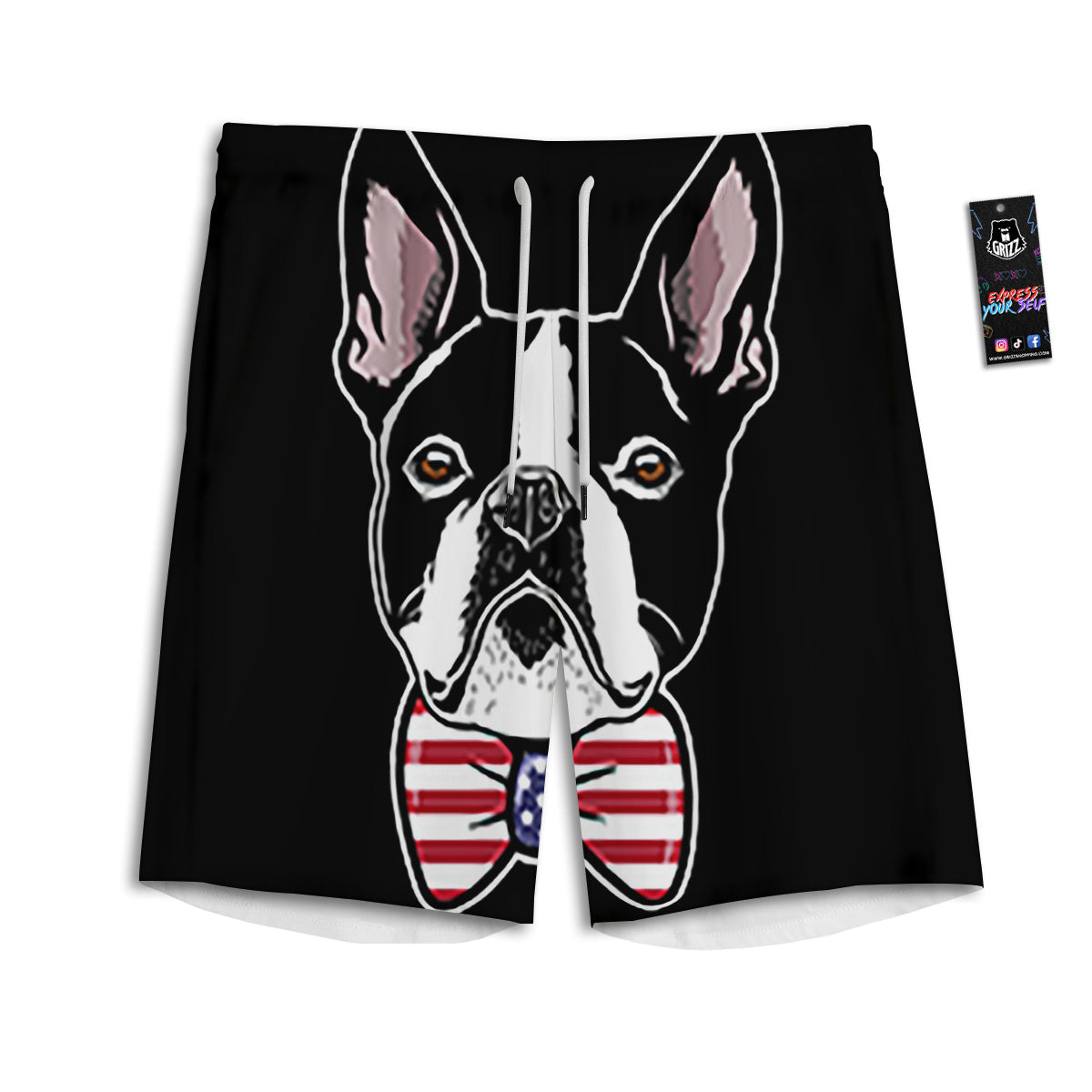 Puppy Faces Boston Terrier Print Men's Athletic Shorts