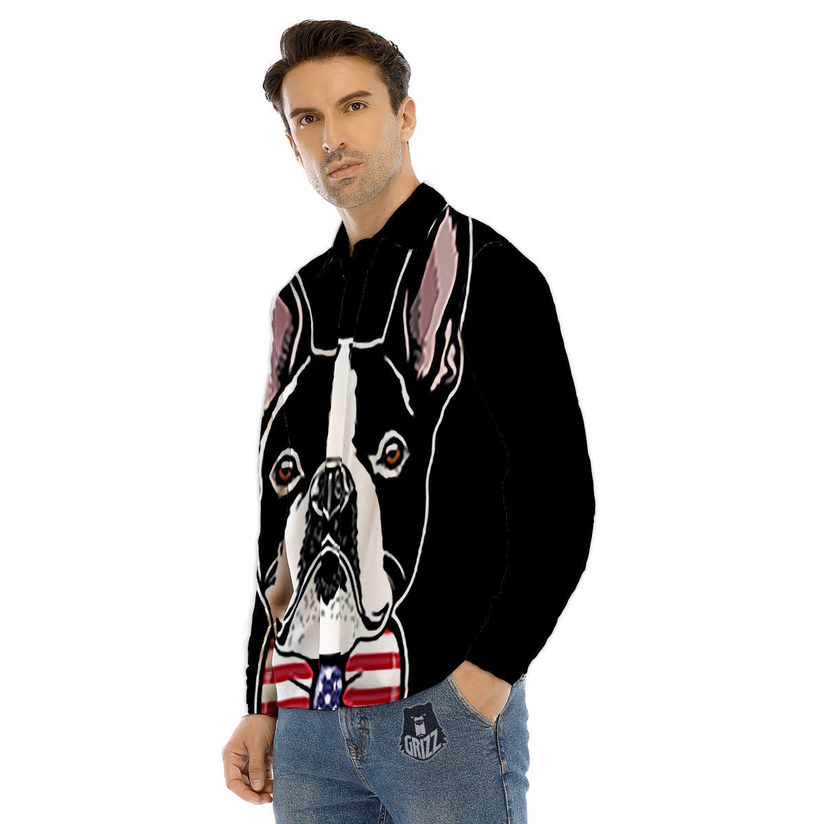 Puppy Faces Boston Terrier Print Men's Dress Shirts-grizzshop