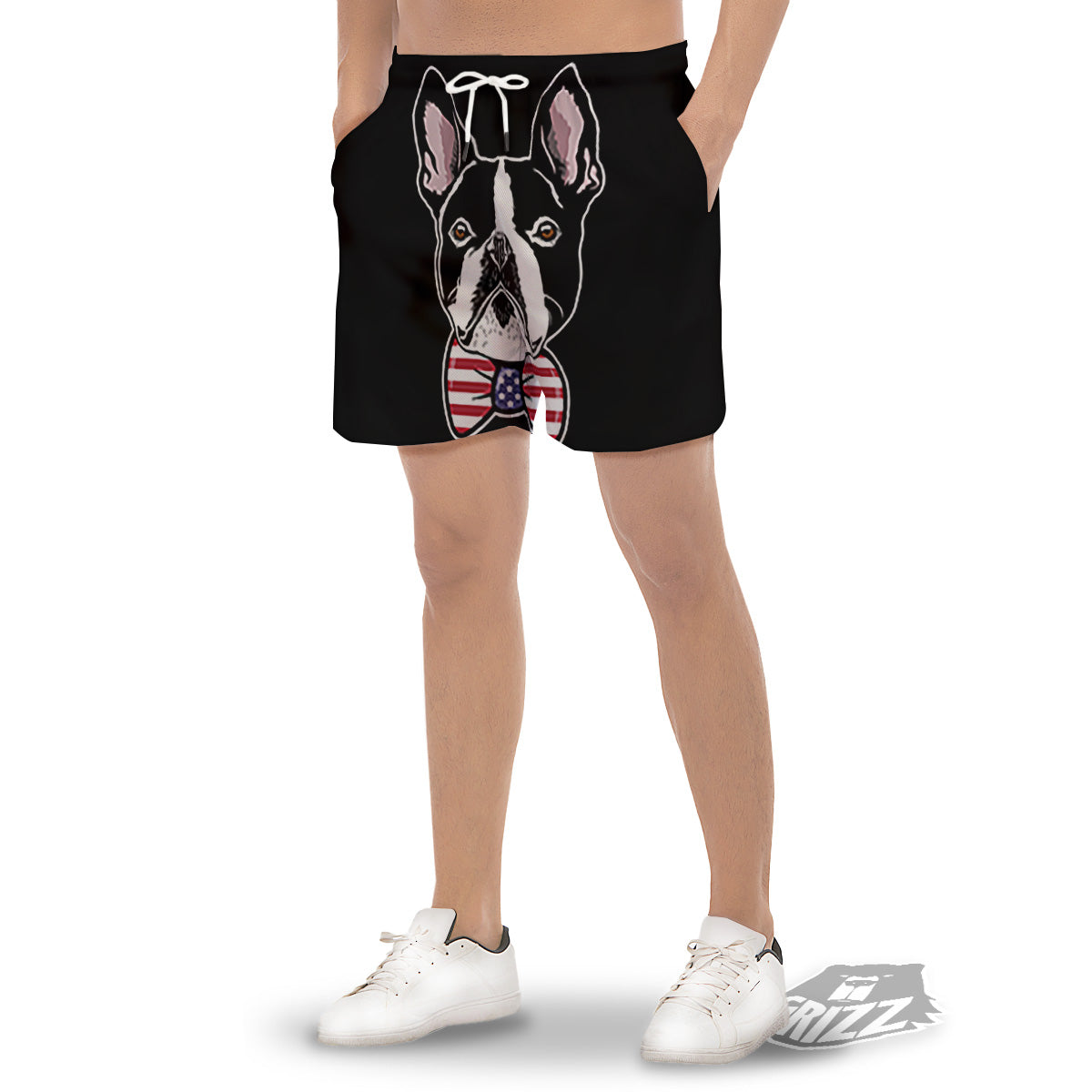 Puppy Faces Boston Terrier Print Men's Gym Shorts-grizzshop
