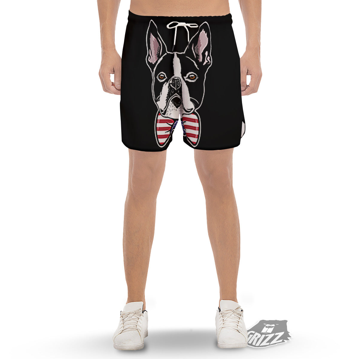 Puppy Faces Boston Terrier Print Men's Gym Shorts-grizzshop