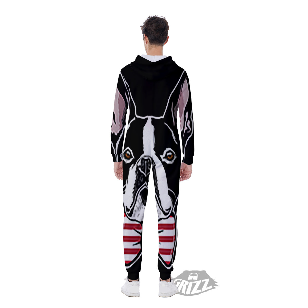 Puppy Faces Boston Terrier Print Men's Jumpsuit-grizzshop
