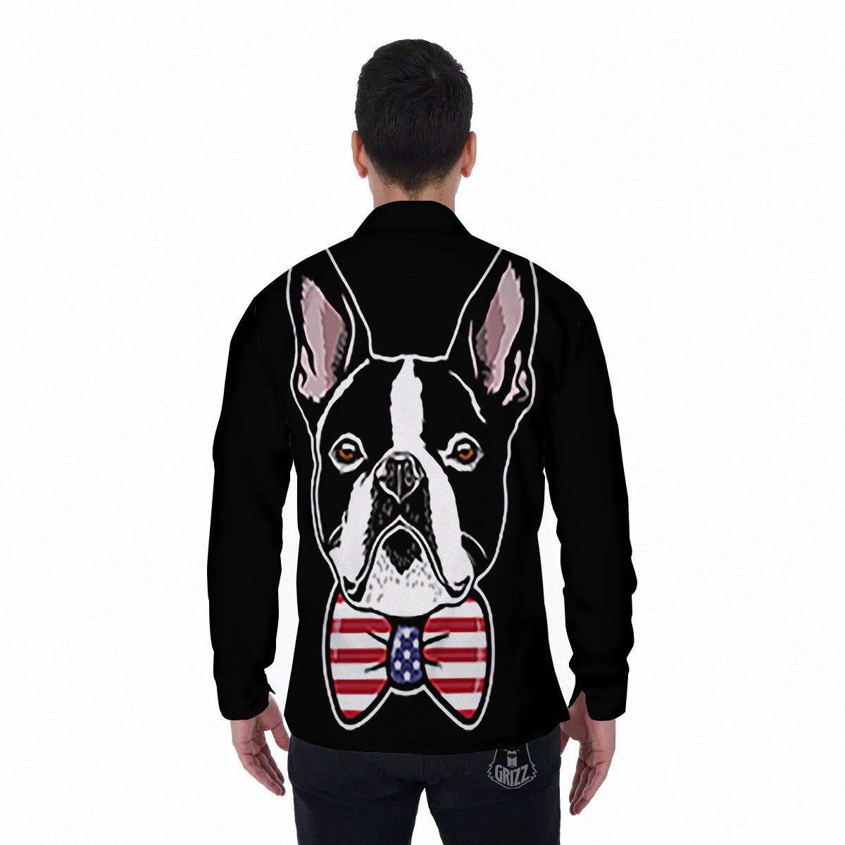 Puppy Faces Boston Terrier Print Men's Long Sleeve Shirts-grizzshop