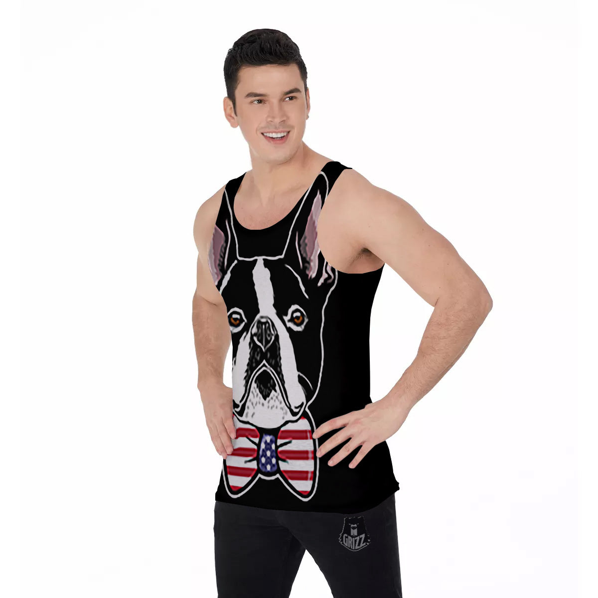 Puppy Faces Boston Terrier Print Men's Tank Top-grizzshop