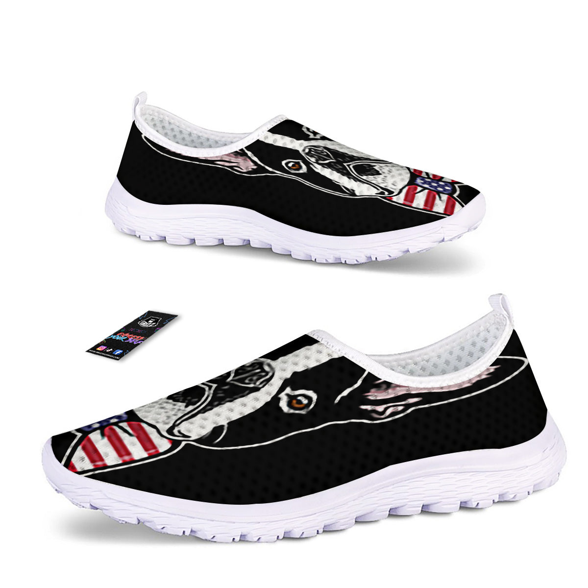 Puppy Faces Boston Terrier Print Nurse Shoes-grizzshop
