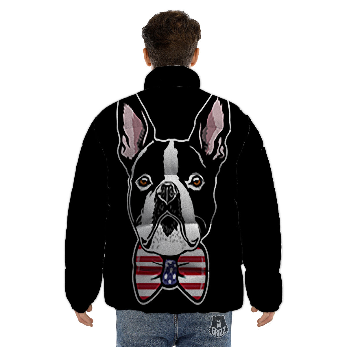 Puppy Faces Boston Terrier Print Puffer Jacket-grizzshop