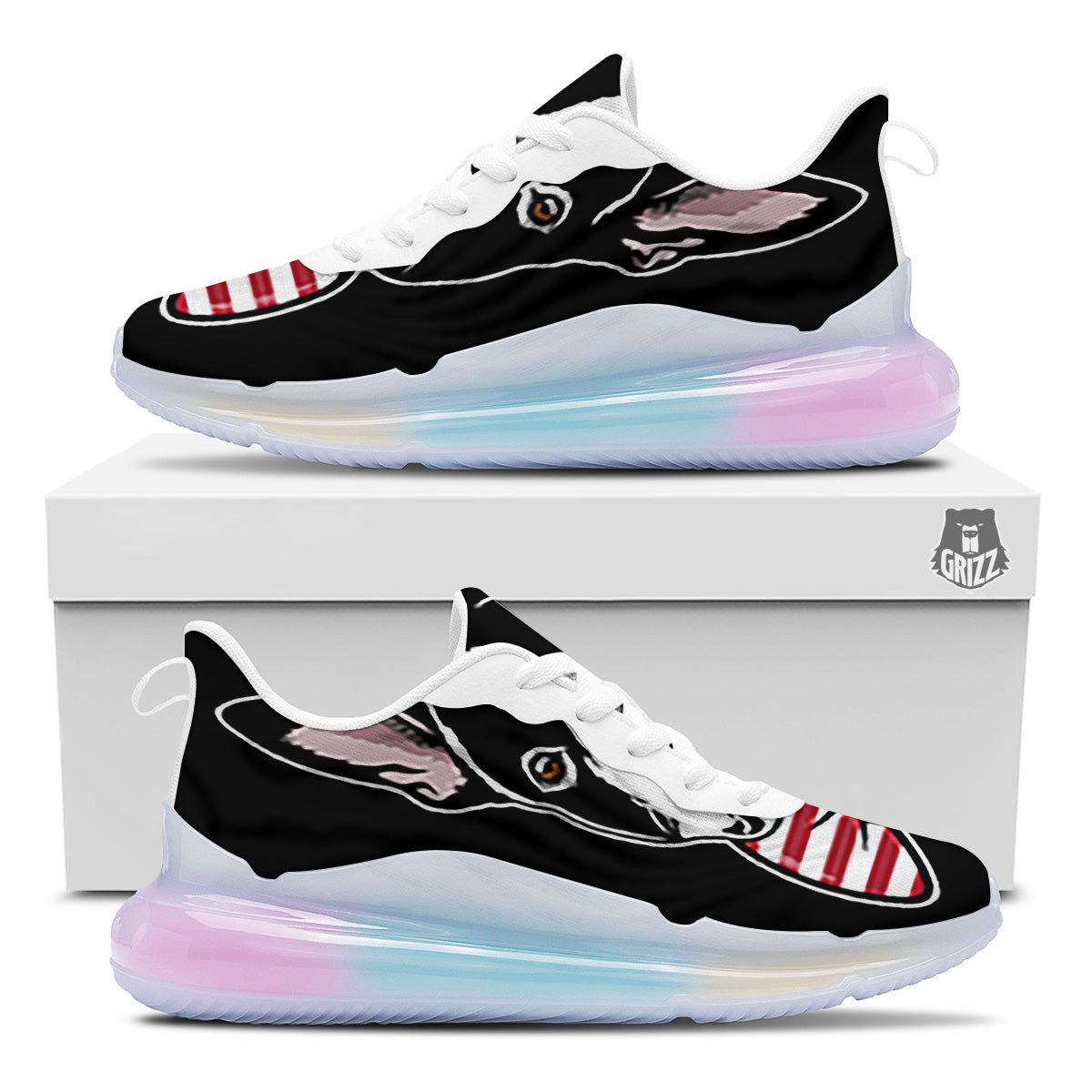Puppy Faces Boston Terrier Print Running Sneakers-grizzshop