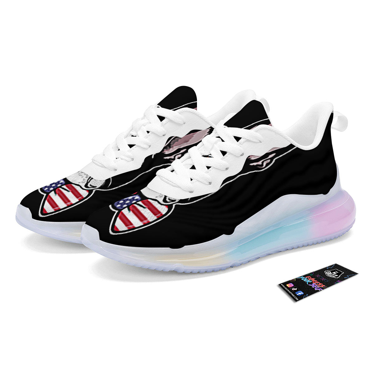 Puppy Faces Boston Terrier Print Running Sneakers-grizzshop