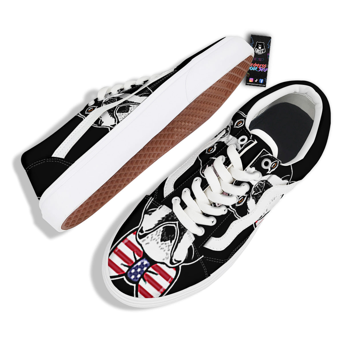 Puppy Faces Boston Terrier Print Skate Shoes-grizzshop