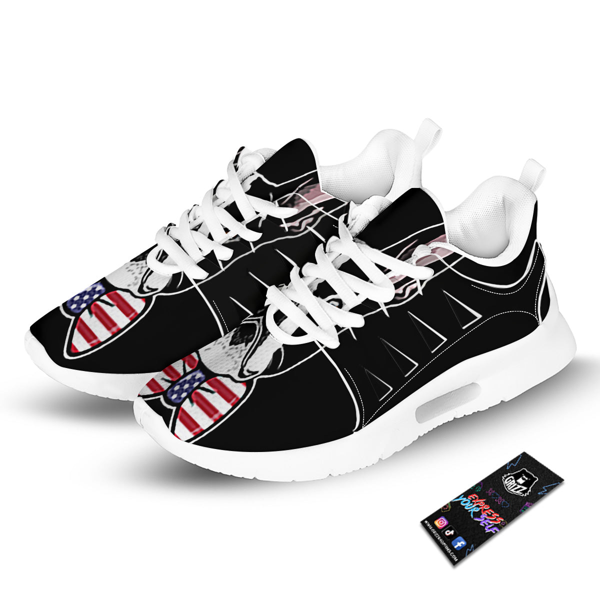 Puppy Faces Boston Terrier Print Tennis Shoes-grizzshop
