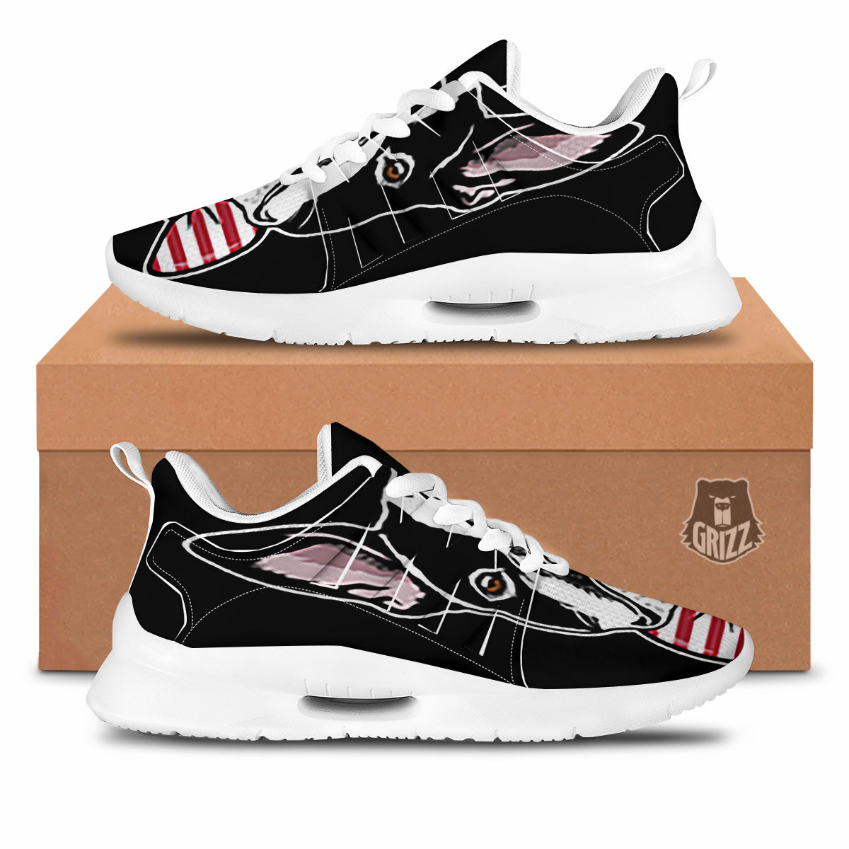 Puppy Faces Boston Terrier Print Tennis Shoes-grizzshop
