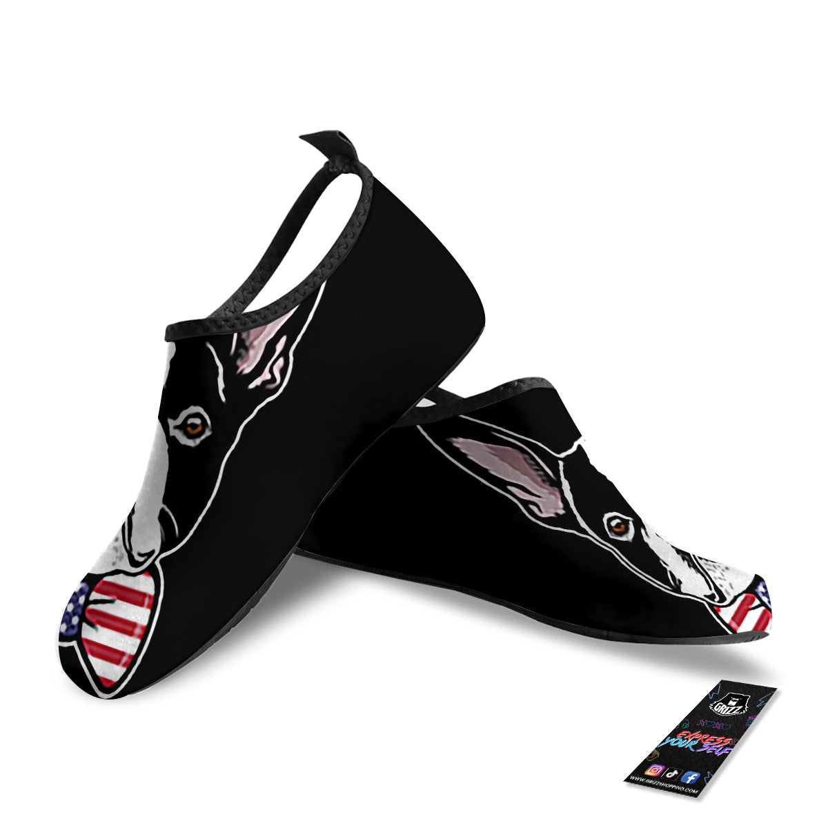 Puppy Faces Boston Terrier Print Water Shoes-grizzshop