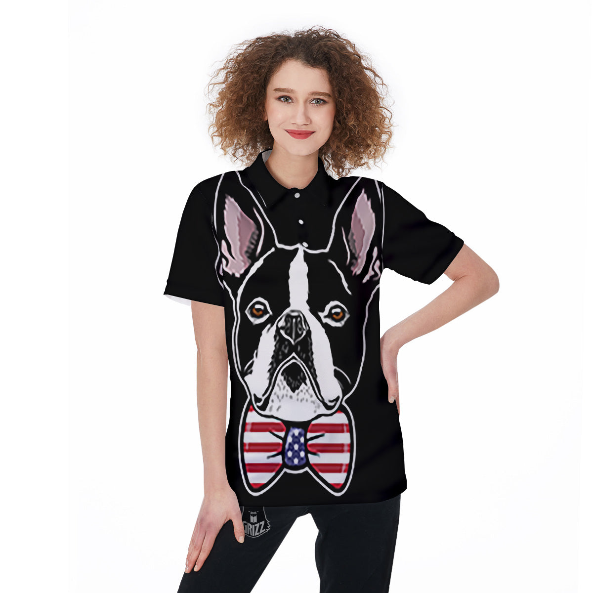 Puppy Faces Boston Terrier Print Women's Golf Shirts-grizzshop