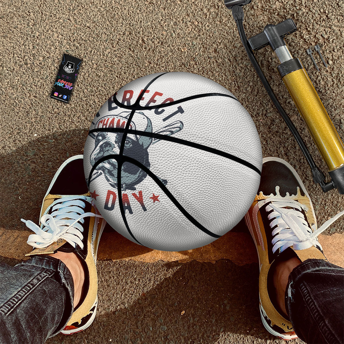 Puppy French Bulldog And Baseball Print Basketball-grizzshop