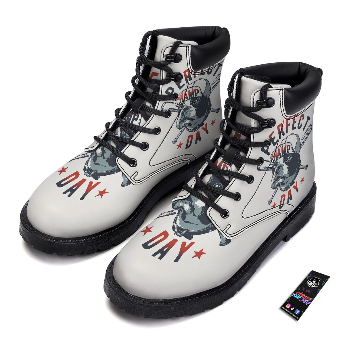Puppy French Bulldog And Baseball Print Boots-grizzshop