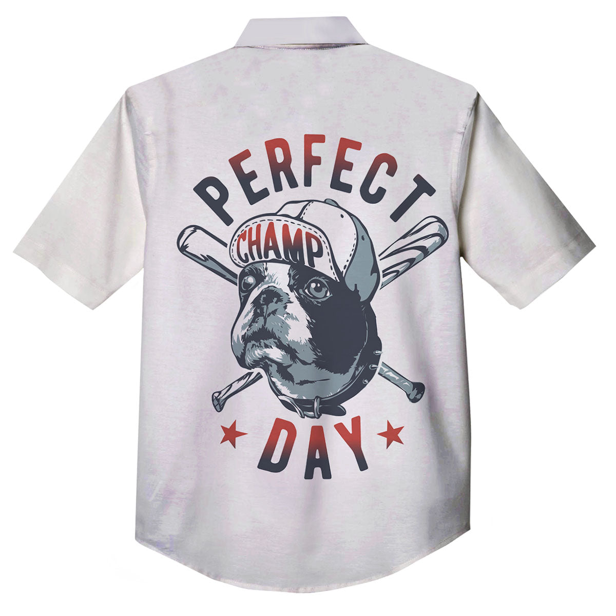 Puppy French Bulldog And Baseball Print Button Up Shirt-grizzshop