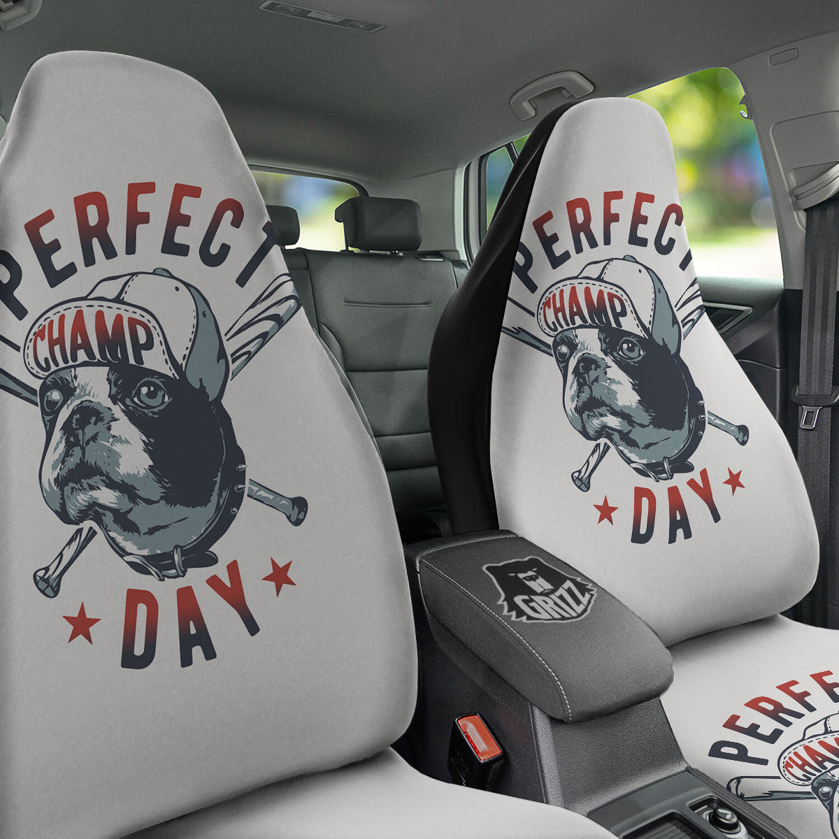 Puppy French Bulldog And Baseball Print Car Seat Covers-grizzshop