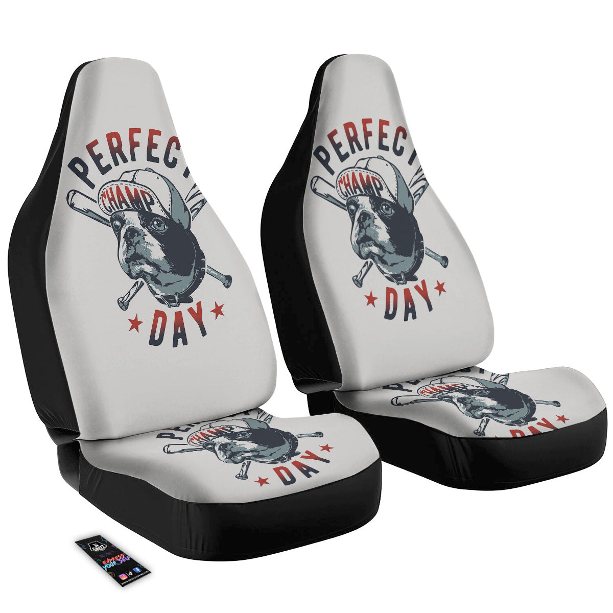 Puppy French Bulldog And Baseball Print Car Seat Covers-grizzshop